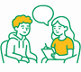 icone de uma psicologa atendendo um adolescente